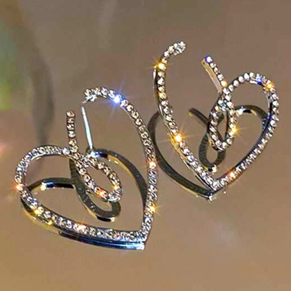 Cubic Zirconia Heart Earrings